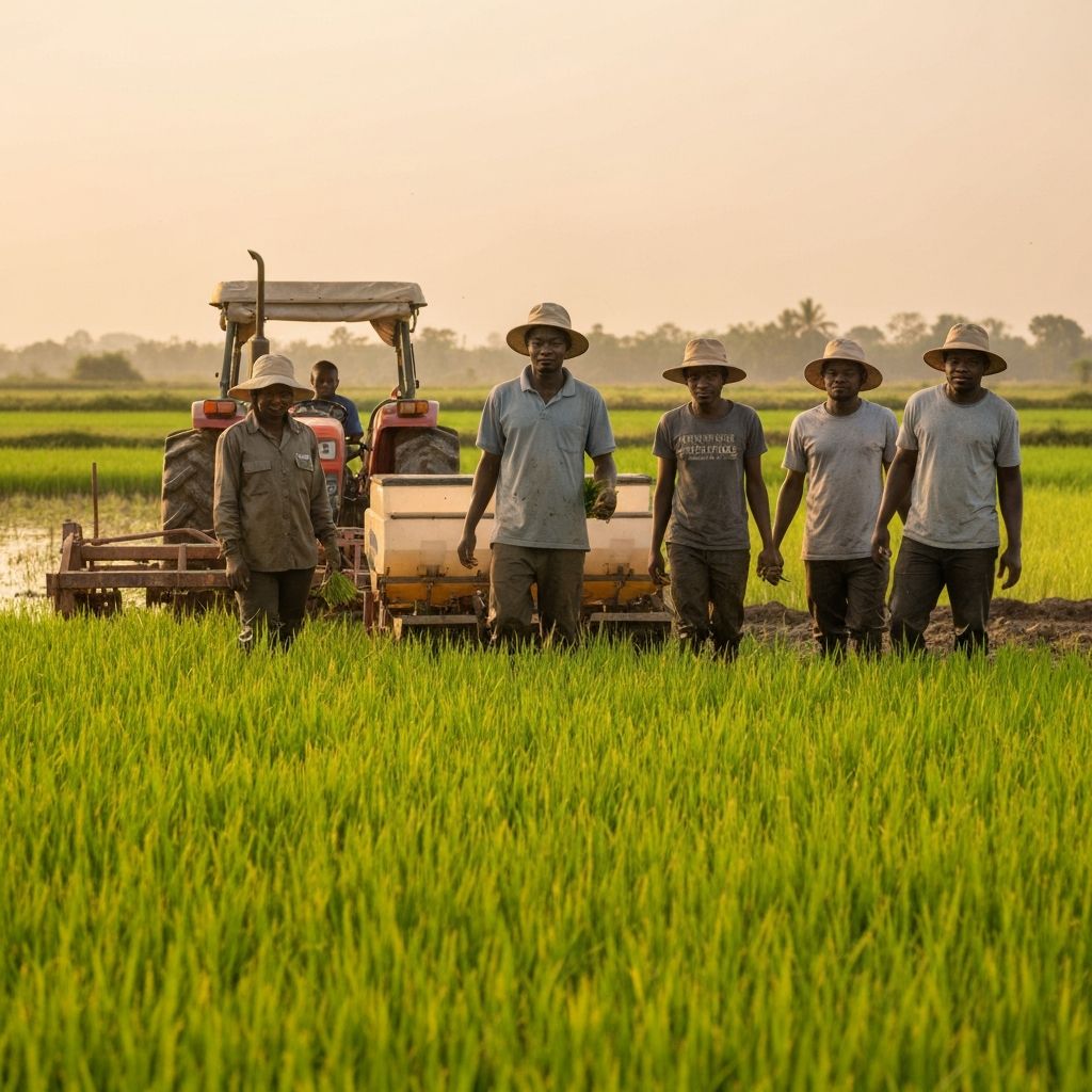 F2F Agro farming team working in the rice fields